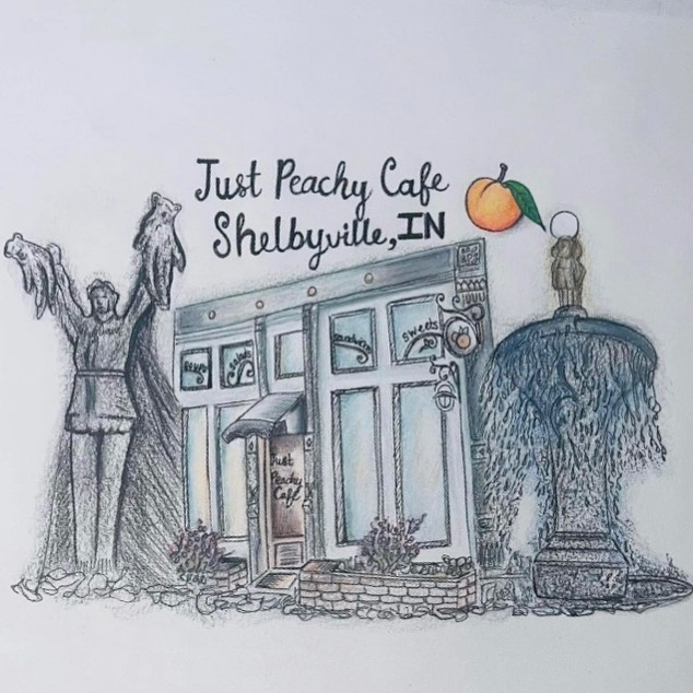 Check out this BEAUTIFUL piece of artwork! Thanks to Kristen Taylor for creating this! Now… how to put this to use….. 💛🍑 #mainstreetshelbyvillein @shelbycountytourism