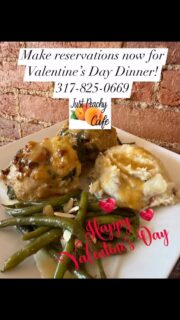 It’s time to make your reservations for Valentine’s Dinner!
Includes: Green Salad, Stuffed Chicken Thighs (Stuffed with Gouda, Spinach, & Sun dried tomatoes), Garlic Mashed Red Potatoes, Green Beans Almondine, Rolls.. Dessert- your choice of Limoncello Cake or Layered Chocolate Fudge cake $30 (includes tax, Teas, Sodas, Water, Coffee)
Alcoholic beverages can be purchased for an additional fee.