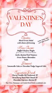 Also serving Champagne and a Non-Champagne to help you celebrate. 
Reservations available from 5pm to 6:45pm 
317-825-0669